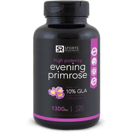 Evening Primrose Oil 1300mg 120 Liquid Softgels, Cold-Pressed with No fillers or Artificial Ingredients; Non-GMO & Gluten Free, Made in the USA