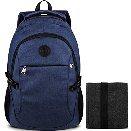 School Laptop Backpack for Men & Women, Fits 15.6 Inch Laptop with Felt Pouch Bag by EASTERN TIME(2007,Blue)