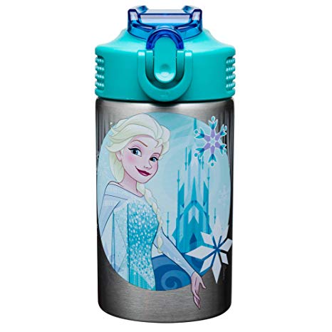 Zak Designs FZNR-S730 Disney Stainless Steel Reuseable Water Bottle, 15.5 oz, Frozen