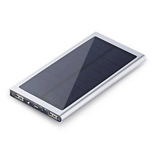Misun Ultra-slim Portable Solar Power Bank External Battery Energy Charger 20000mAh with Dual USB Port for iPhone 6S 6 Plus, iPad, Samsung Galaxy and More (Silver)