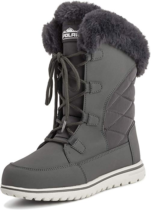 Polar Products Womens Warm Duck Winter Rain Fleece Snow Waterproof Mid Calf Boots