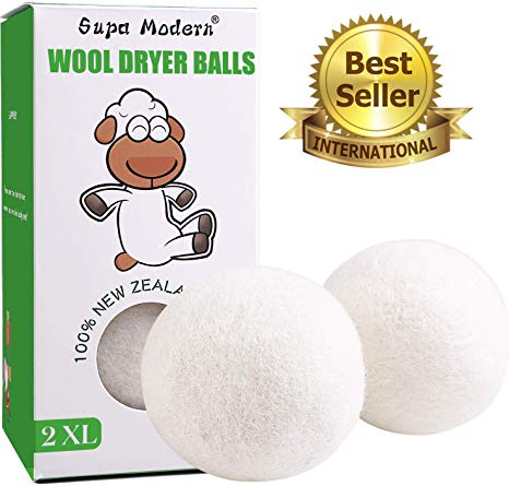 Wool Dryer Balls Organic XL, Natural Fabric Softener 100% New Zealand Wool Laundry Dryer Balls, Chemical Free Eco Wool Dryer Balls, Handmade Reusable Balls Reduce Wrinkles & Shorten Drying Time