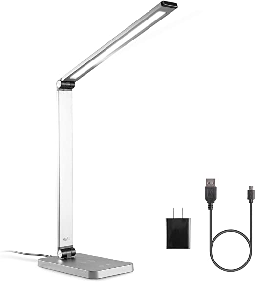 Mafiti Desk Lamp,LED Reading Lamp with USB Charging Port ,5 Lighting Modes with 3 Brightness Levels,Touch Control, Eye-Caring Table Lamp for Reading ,Working ,School,Home and Office