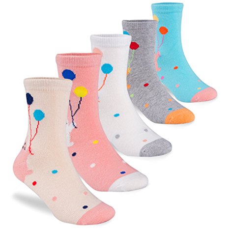Bobo 5 Pack kids Girls Fashion Cotton and Soft Cute Breathable Socks