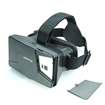SUNNYPEAK Plastic Google Cardboard 3D VR Virtual Reality Glasses 3D Video Movie Game Glasses with Focal and Pupil Distance Adjustment with QR Code for iPhone Samsung Nexus HTC Moto LG, Black