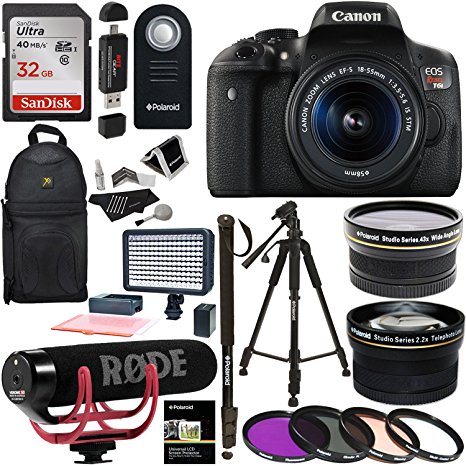 Canon EOS Rebel T6i Video Creator Kit with 18-55mm Lens   Rode Video GO Microphone   Sandisk 32GB Class 10   Polaroid .43x HD Wide Angle Lens   Polaroid 2.2X HD Telephoto Lens   Polaroid Accessory Kit