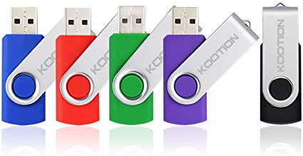 KOOTION 5 X 64 GB USB 3.0 Flash Drive 64GB Thumb Drives 3.0 Swivel Memory Stick USB 3.0 Drive Backup Jump Drive for Storage USB Stick Keychain Design (Multicolor 5 Pack)