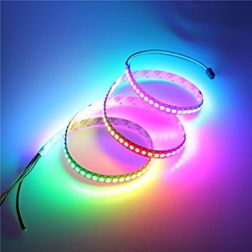 ALITOVE 3.2ft 144 Pixels WS2812B Individually Addressable LED Strip Light 5050 RGB Dream Color Programmable LED Rope Light Not Waterproof Black PCB
