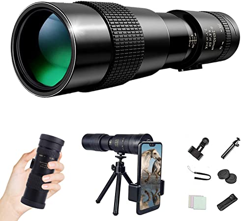 4k 10-300x40mm Super Telephoto Zoom Monocular Telescope with Phone Adapter Tripod Fit Adults for Hiking Hunting Camping Bird Watching Best Gifts for Men