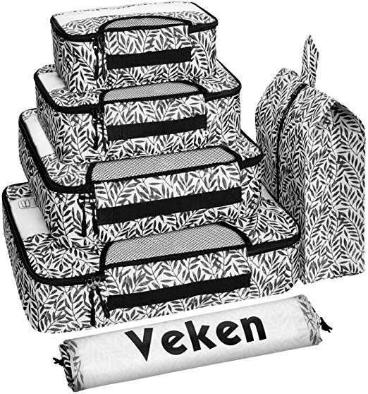 Veken 6 Set Packing Cubes, Travel Luggage Organizers with Laundry Shoe Bag