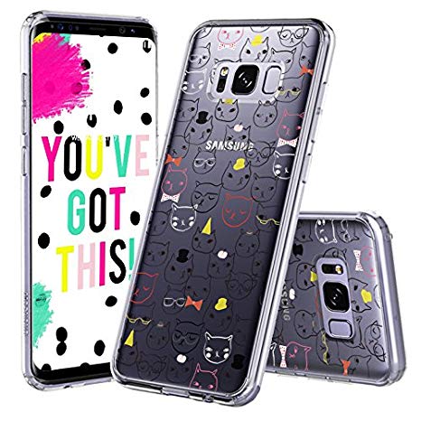 Galaxy S8 Plus Case, Clear Galaxy S8 Plus Case, MOSNOVO Cute Doodle Cat Pattern Clear Design Transparent Plastic Hard Back Case with TPU Bumper Protective Case Cover for Samsung Galaxy S8 Plus