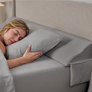 Gorilla Grip Bed Pillow Wedge Queen Size Headboard Gap Filler, Comfortable Supportive High Density Foam Angled Pillows, Stay in Place Gripping Dots, Support Sleep Wedges Between Mattress, Soft Gray