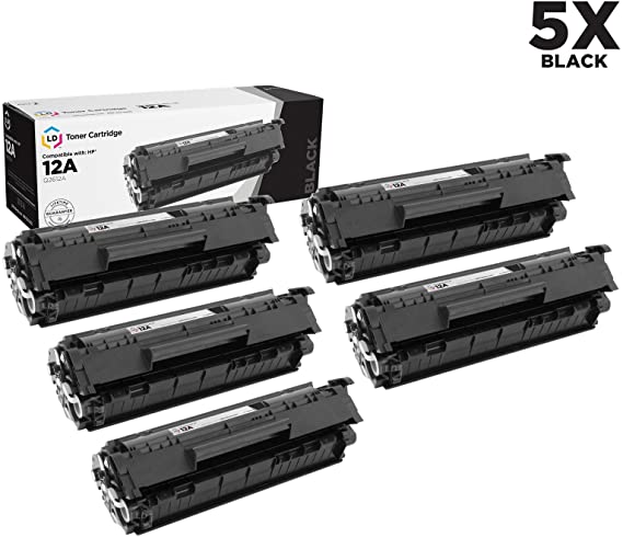 LD Compatible Toner Cartridge Replacement for HP 12A Q2612A (Black, 5-Pack)