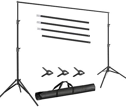 Neewer Photo Video Studio 10ft/3m Wide Cross Bar 6.6ft/2m Tall Adjustable Background Stand Backdrop Support System Kit with 3 Backdrop Clamps and Carrying Bag for Portrait Product Video Photography