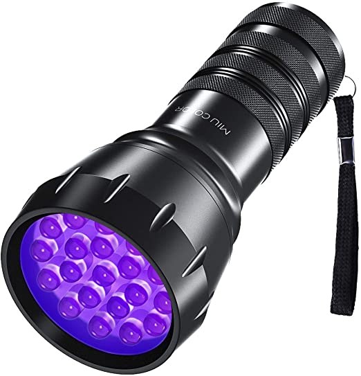 MIU COLOR Black Light UV Flashlight, 21 LEDs 395nm UV Blacklight, Dog Cat Urine Detector, Handheld UV Flashlight for Dry Stains and Scorpion Hunting