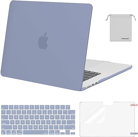 MOSISO Compatible with MacBook Air 15 inch Case 2023 Release A2941 M2 Chip with Liquid Retina Display Touch ID, Plastic Hard Shell&Keyboard Cover&Screen Protector&Storage Bag, Lavender Gray