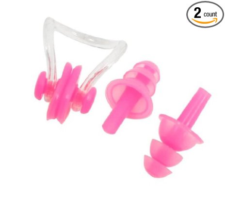 Yanseller 2 Case Pack Swimming Silicone Ear Plugs and Nose Clip for Children