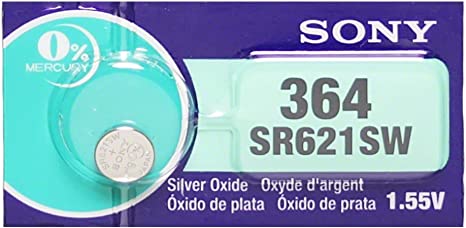 Sony 364 (SR621SW) 1.55V Silver Oxide 0% Hg Mercury Free Watch Battery (4 Batteries)