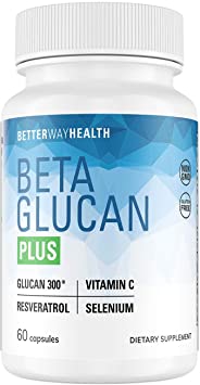 Beta Glucan Plus 200mg Per Serving - Resveratrol, Vitamin C, Selenium - Antioxidant & Immune Support Supplement - 1 Month Supply (60 Capsules) - 4 in 1 Immune Support