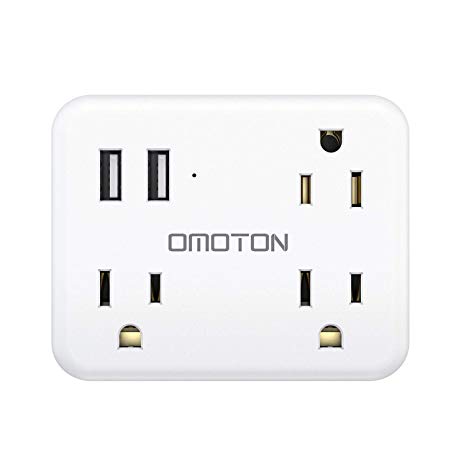 Cruise Power Strip No Surge Protector, OMOTON Travel Wall Tap with 3 Outlets & 2 USB Charging Ports,Travel Cruise Ship Accessories Must Have, Ultra Compact for Travel Home Hotel office-White