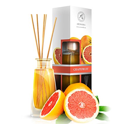 Grapefruit Diffuser with grapefruit oil, 100ml, Scented Reed Diffuser Grapefruit - 0% Alcohol, Diffuser Gift Set with 8sticks - best for Aromatherapy, Home, Reed diffuser Grapefruit by AROMATIKA