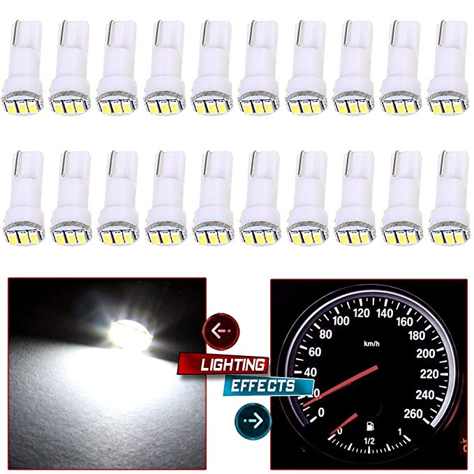 20x T5 17 74 73 3-3014SMD Instrument Gauge Dash Indicator LED Light Bulbs (White)