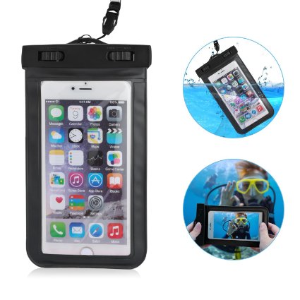 Universal Waterproof Case, B-Tech CellPhone Dry Bag for iPhone 6S 6,6S Plus, SE 5S 7, Samsung Galaxy S7, S6 Note 5 ,for cell phone up to 6.0" (Black)