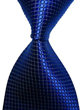 Pisces.goods New Royal Blue Checked Jacquard Woven Men's Tie Necktie