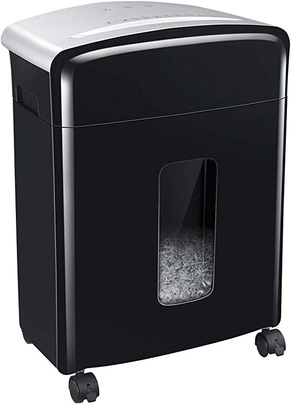 Bonsaii 12-Sheet High-Security Cross-Cut (4x12mm) Paper Shredder, 10-Minute Heavy Duty Continuous Run Time, Destroys Credit Cards, Staples with 20 Litre Pull-Out Bin, Black (C221-B)