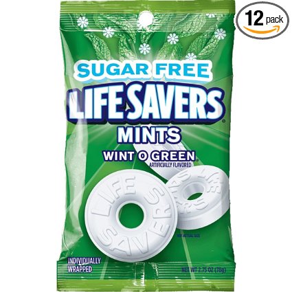 Life Savers Wint O Green Sugarfree Mints Candy Bag, 2.75 ounce (12 Pack)