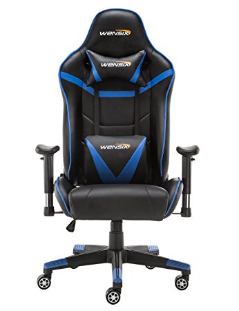 WENSIX Ergonomic High Back Computer Gaming Chair for PC Racing Chairs with Adjustable Headrest and Backrest (Blue)
