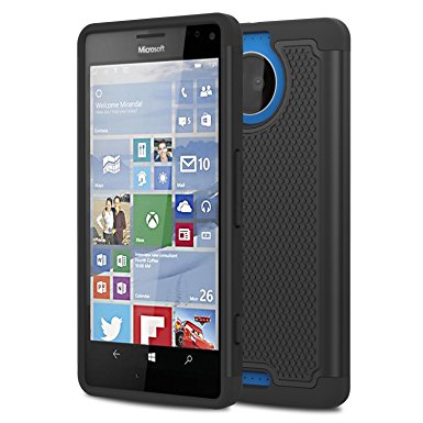 Lumia 950 XL Case, MoKo [Shock Absorption] Slim Dual Layer Protective Case with Soft Silicone Bumper and Rigid PC Back Cover for Microsoft Lumia 950 XL 5.7 Inch (2015) - Black