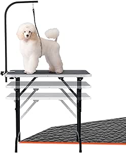 LEIBOU 36-inch Height Adjustable(23''~33.8'') and Foldable Pet Dog Grooming Table with Grooming Arm & Noose for Dog Cat Pet Grooming Maximum Capacity Up to 260lbs