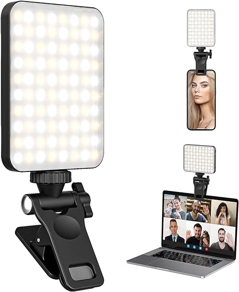 XINBAOHONG LED Video Light, Mini Selfie Light Rechargeable Clip-on Ring Light for Phone Laptop Tablet and Computer Dimmable Fill Lamp for Conference Zoom Call Photography Makeup Picture