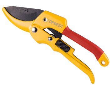 Topbest Pulley Pruning Shears Ideal Garden Hedge Tree Clippers Non-slip Handle Secateurs Tree Pruners Better Than Conventional Anvil Pruning Hand Tools and Garden Scissors