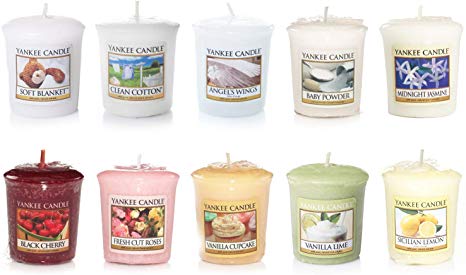 Yankee Candle Value Bundle with 10 Votive Scented Candles, Mixed Popular Fragrances, Set of 10