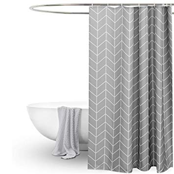 EurCross Geometric Pattern Grey Shower Curtain for Bathroom,Water Repellant Anti Mould Extra Wide/Long Shower Curtains 200 X 200cm(78''W x 78''L),Including 12pcs Hooks.
