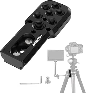 NEEWER Tripod Cheese Plate Accessory Mount Adapter with Quick Release NATO Rail, 1/4" & 3/8" Thread with ARRI Locating Holes, 1/4" Screw & Retractable Anti Off Pins for Magic Arm/Monitor Mount, UA049