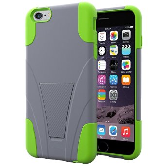 SZJJX® iPhone 6/6s Case Silica Gel Phone Case with Kickstand Phone Holder Soft Drop Resistance Slip Resistance Antiskid Anti-scratch DUAL LAYER Protection for iPhone 6/6s-Green