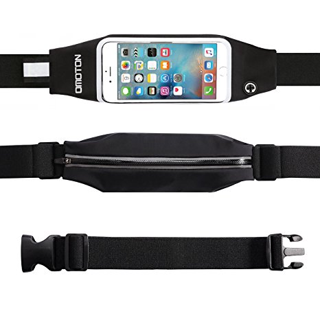 OMOTON Running Belt Waist Pack Waistband for iPhone Se / 6S Plus / iPod Touch / Samsung Galaxy Series / Android Phone/ PC Phone, Secure and Easy to Carry Cash, Credit Card, Keys