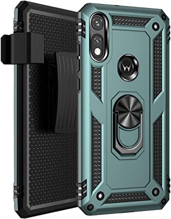 SaharaCase Military Kickstand Series Case for Motorola Moto E 2020 [Shockproof Bumper] Heavy Duty Rugged Protection Antislip Grip Kickstand - Green