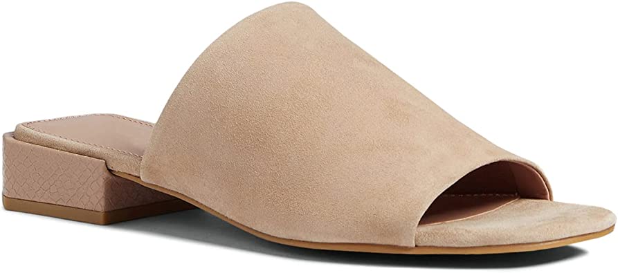 Juliet Holy Womens Block Heel Sandals Slip on Open Toe Low Heel Backless Casual Mule Slides