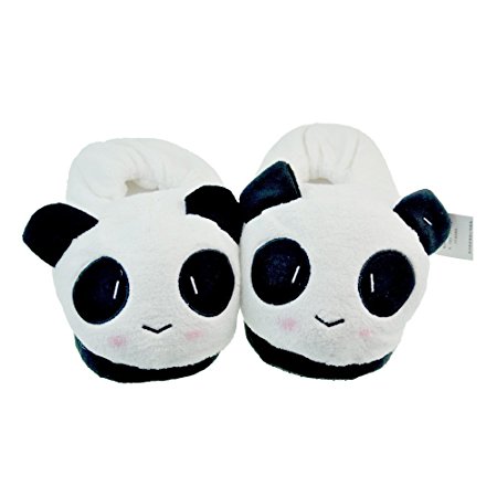 Soft Plush Stuffed Cuddly Panda Winter Novelty Slippers Women Warm Thicken Slippers,white&black