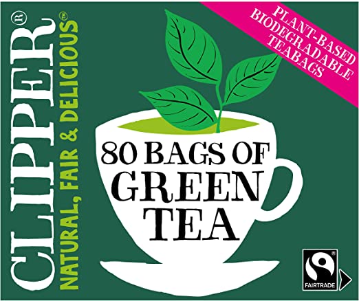 Clipper Organic Fairtrade Pure Green 80 Tea bags (Pack of 6, Total 480 Teabags)