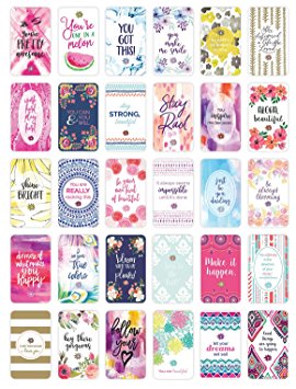 bloom daily planners Belief Card Deck - Cute Inspirational Quote Cards - Just Because Cards - Set of THIRTY 2" x 3.5" Cards - Assorted Designs