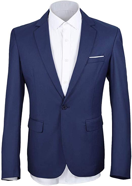 MAGE MALE Men's Solid Blazer Slim Fit Notch Lapel One Button Tuxedo Suit Separate Jacket Coats