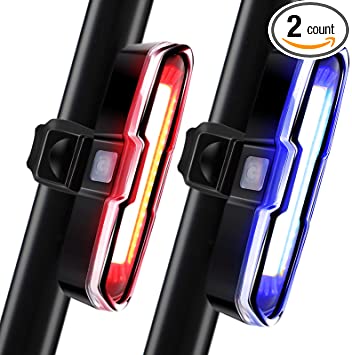 2 Pieces Bike Light 110 Lumens Bike Rear Light USB Rechargeable LED Bicycle Tail Light Waterproof Cycling Safety Flashlight with 5 Modes