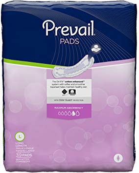 Prevail Maximum Absorbency Incontinence Bladder Control Pads, Long, 39 Count