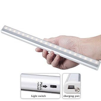KEDSUM Rechargeable Stick-on Anywhere 20-LED USB Charging Wireless Motion Sensing Closet Cabinet LED Night Light  Stairs Light with Magnetic Strip-Warm White