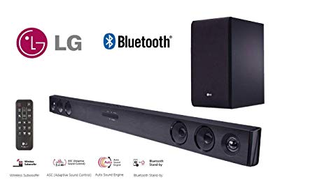 LG SJ3(DGBRLLK) High Power 300W RMS / 2.1 Channel Wireless SW Soundbar/Bluetooth Music Streaming Inc. Remote Control.